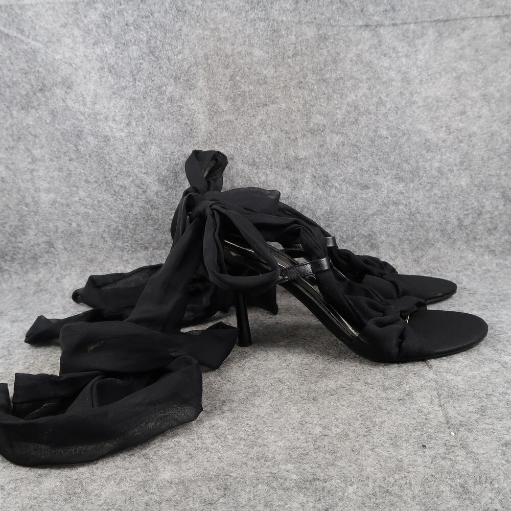 Anne Michelle Shoes Womens 7.5 Sandal Pumps Stiletto Heel Ribbon Wrap Tie Black